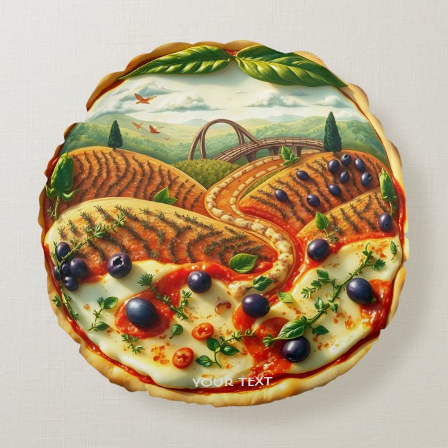 Fantasy Cute Whimsical Italy Ligcape Rund Kudde (Framsidan)