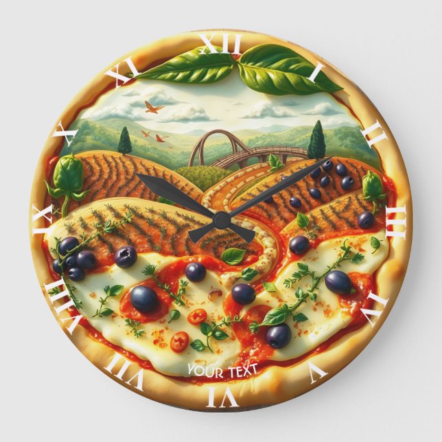 Fantasy Cute Whimsical Italy Ligcape Stor Klocka (Framsida)