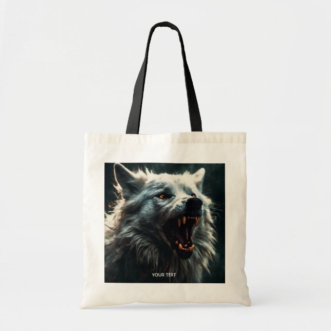 Fantasy Cute White Arg Varg Tygkasse (Framsidan)