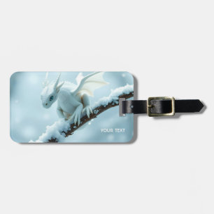 Fantasy Cute White Baby Dragon Bagagebricka