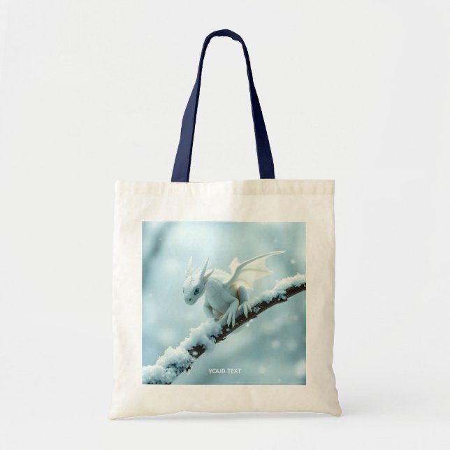 Fantasy Cute White Baby Dragon Tygkasse (Framsidan)