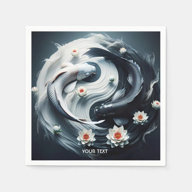 Fantasy Cute White Black Fish Pappersservett (Framsidan)