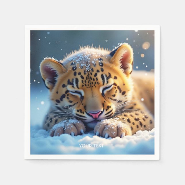 Fantasy Cute Winter Baby Leopard Pappersservett (Framsidan)
