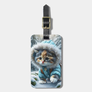 Fantasy Cute Winter Kitten Snö Bagagebricka