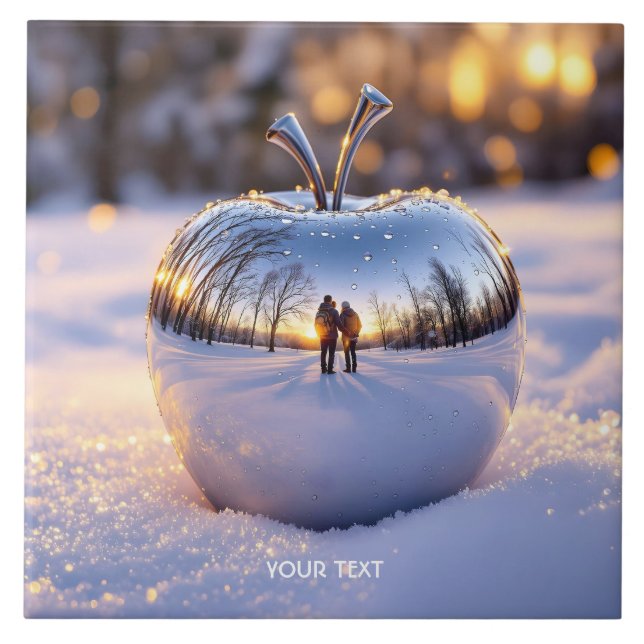 Fantasy Cute Winter Snö Apple Kakelplatta (Framsidan)