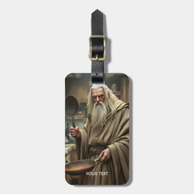 Fantasy Cute Wizard Fring Pan Bagagebricka (Vertikal Framsida)