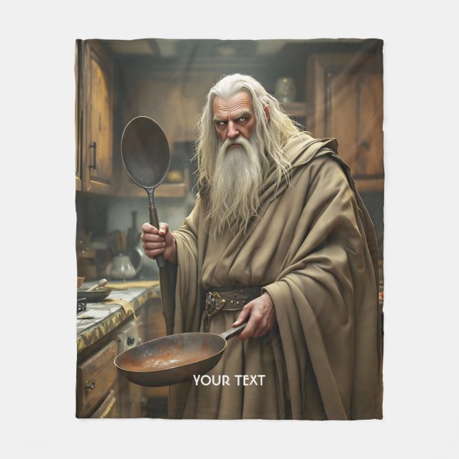 Fantasy Cute Wizard Fring Pan Fleecefilt (Framsidan)