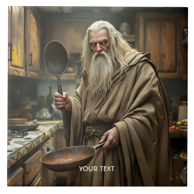 Fantasy Cute Wizard Fring Pan Kakelplatta (Framsidan)