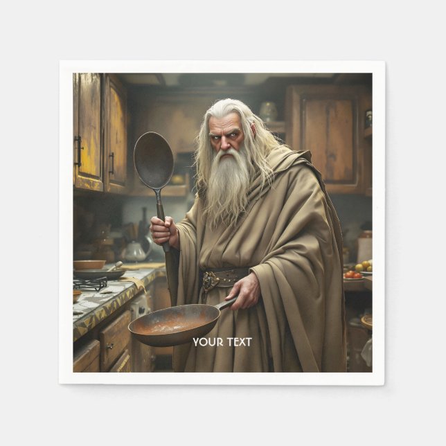Fantasy Cute Wizard Fring Pan Pappersservett (Framsidan)
