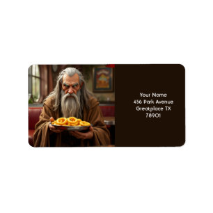 Fantasy Cute Wizard Onion Ringar Adressetikett