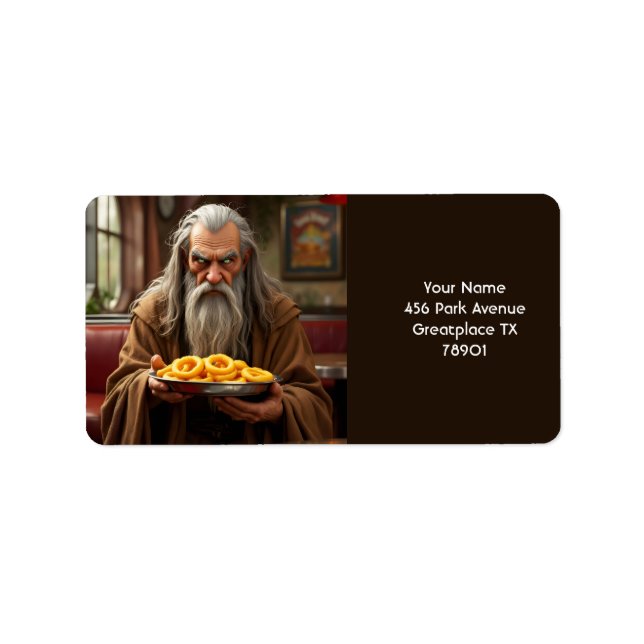 Fantasy Cute Wizard Onion Ringar Adressetikett (Framsidan)