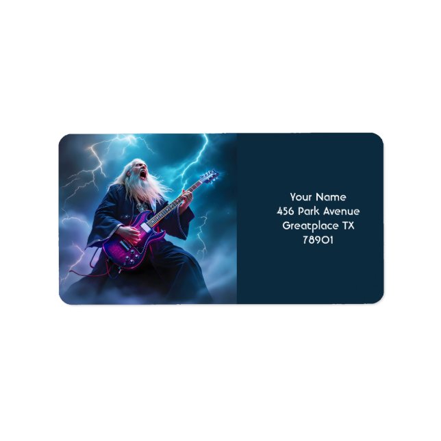 Fantasy Cute Wizard som spelar Guitar Adressetikett (Framsidan)
