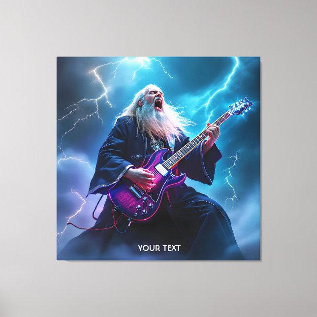 Fantasy Cute Wizard som spelar Guitar Canvastryck (Framsida)