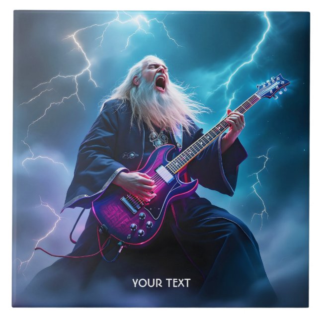 Fantasy Cute Wizard som spelar Guitar Kakelplatta (Framsidan)