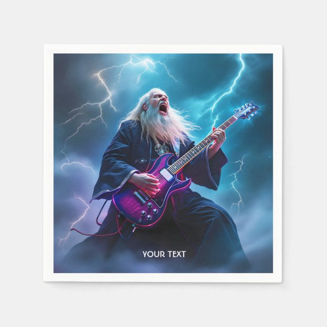 Fantasy Cute Wizard som spelar Guitar Pappersservett (Framsidan)