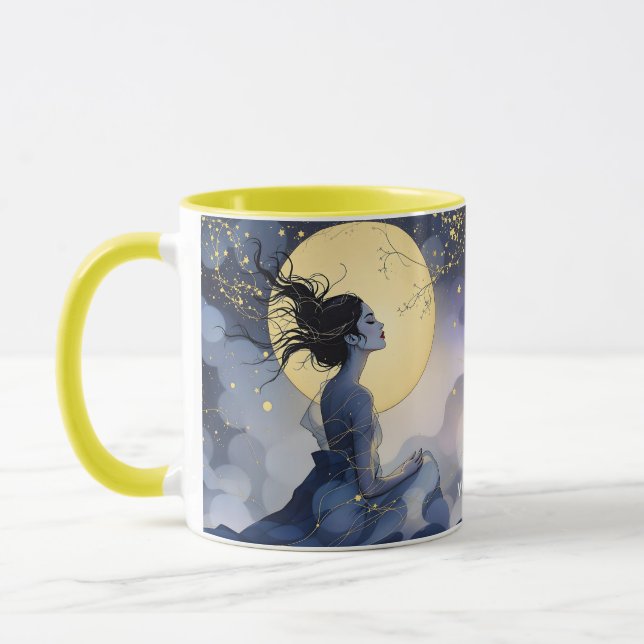 Fantasy Cute Woman Träd Måne Mugg (Vänster)