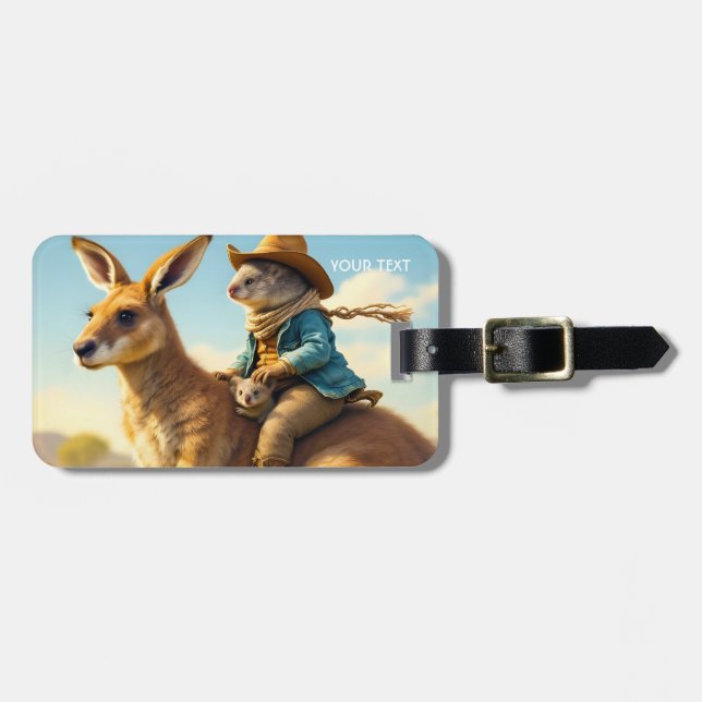 Fantasy Cute Wombat Kangaroo Koala Bagagebricka (Horisontell Framsida)