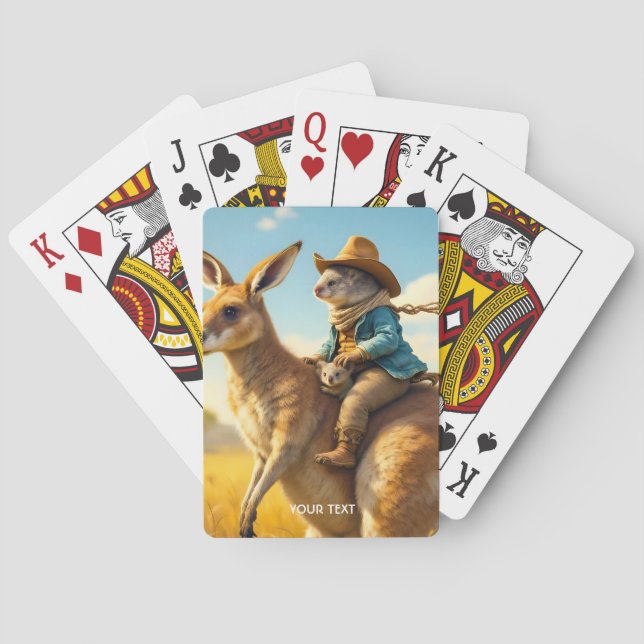 Fantasy Cute Wombat Kangaroo Koala Casinokort (Baksidan)