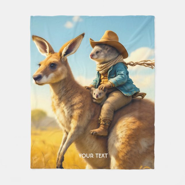 Fantasy Cute Wombat Kangaroo Koala Fleecefilt (Framsidan)