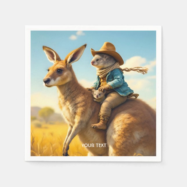 Fantasy Cute Wombat Kangaroo Koala Pappersservett (Framsidan)