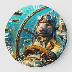 Fantasy Cute Wombat Pilot Underwater Stor Klocka