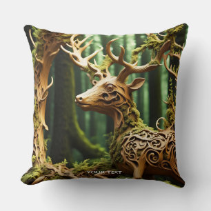 Fantasy Cute Wooden Carving Hjort Kudde