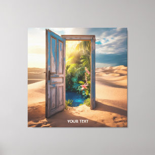 Fantasy Cute Wooden Door Desert Canvastryck