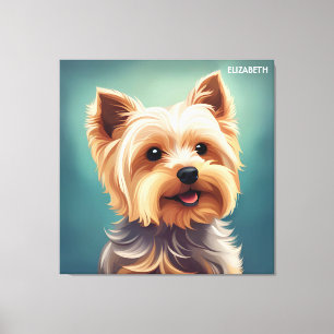 Fantasy Cute Yorkshire Terrier, Vintage Fantasy Canvastryck