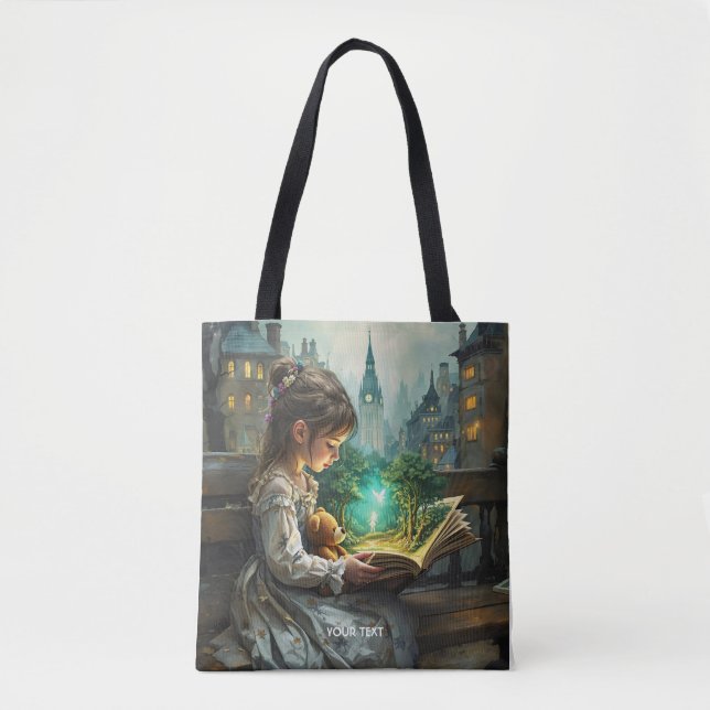 Fantasy Cute Young Girl Reading Tygkasse (Framsida)