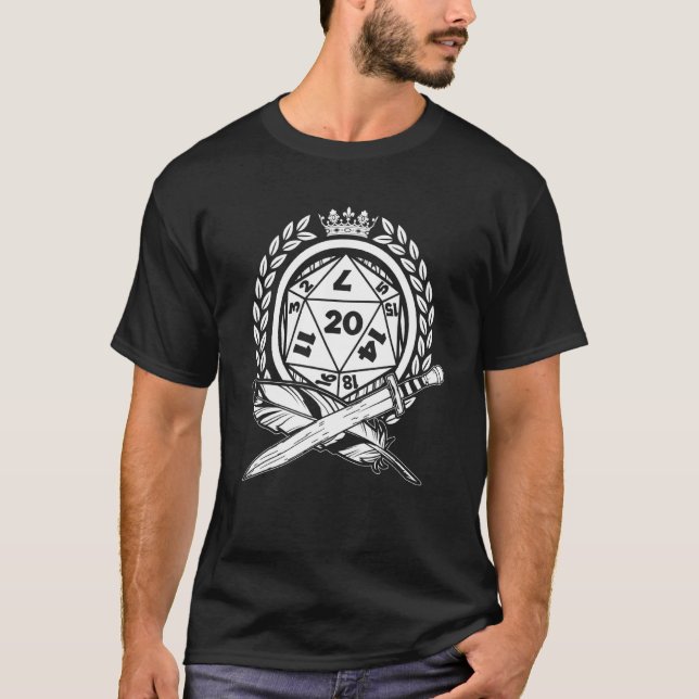 Fantasy D20 Dice Rpg Role Play-huvudspel T Shirt (Framsida)