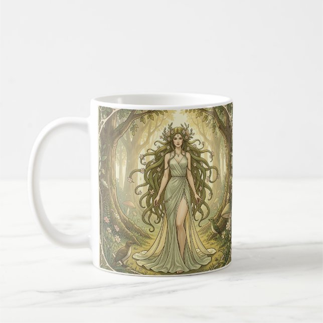 Fantasy dam i en förtrollad skog  kaffemugg (Vänster)