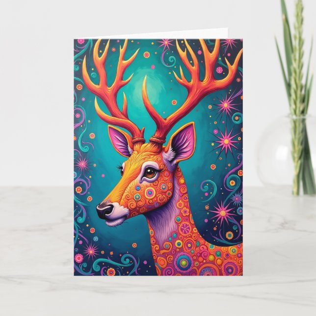 Fantasy Deer Julkort Kort (Framsida)
