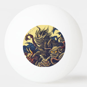 Fantasy Demons - Japansk Woodcut Stil (4) Pingisboll