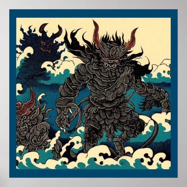 Fantasy Demons - Woodcut 1 Poster (Framsidan)