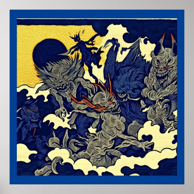 Fantasy Demons - Woodcut 3 Poster (Framsidan)
