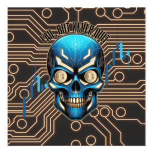 Fantasy Design Crypto Btc Motivation Blå Fototryck