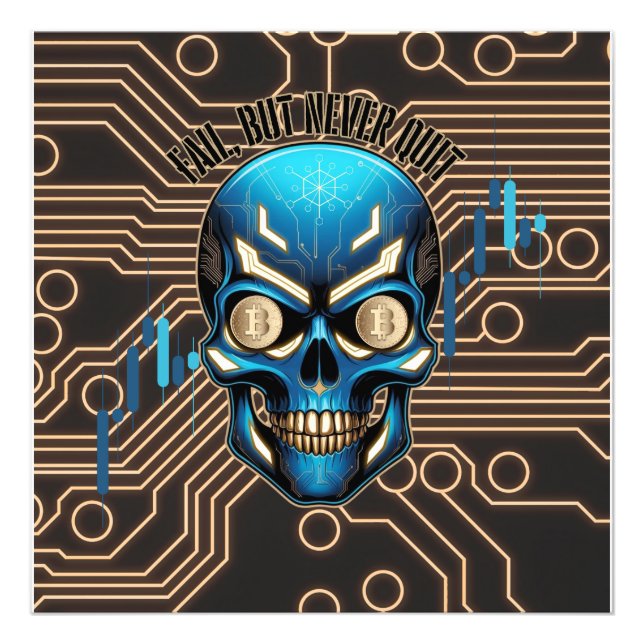 Fantasy Design | Crypto Btc | Motivation | Blå Fototryck (Framsidan)