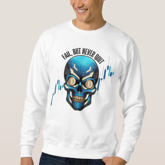 Fantasy Design | Crypto Btc | Motivation | Blå Lång Ärmad Tröja (Framsida)