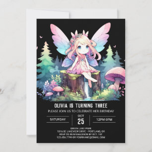 Fantasy Design Fairy Birthday Inbjudningar