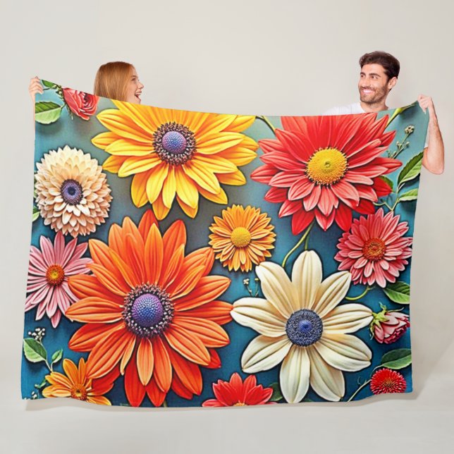 Fantasy-design med kraftig Blommigt Fleecefilt (På plats)