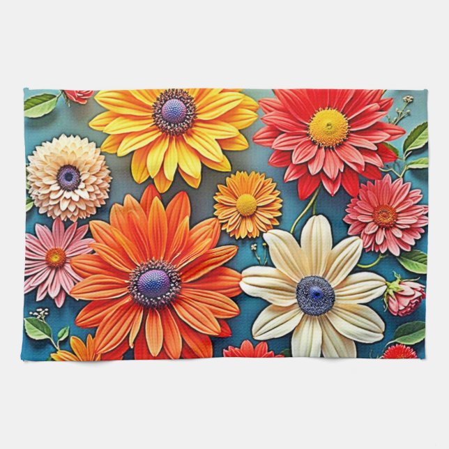 Fantasy-design med kraftig Blommigt Kökshandduk (Horisontell)