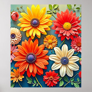 Fantasy-design med kraftig Blommigt Poster