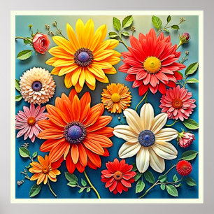 Fantasy-design med kraftig Blommigt Poster