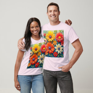 Fantasy-design med kraftig Blommigt T Shirt