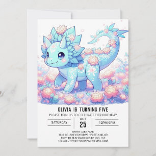 Fantasy Dino Dinosaur Digital Birthday Inbjudningar