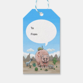 Fantasy dinosauaur-födelsedag presentetikett