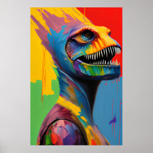Fantasy Dinosaur Hybrid Cyborg T-Rex Sci-Fi Art Poster