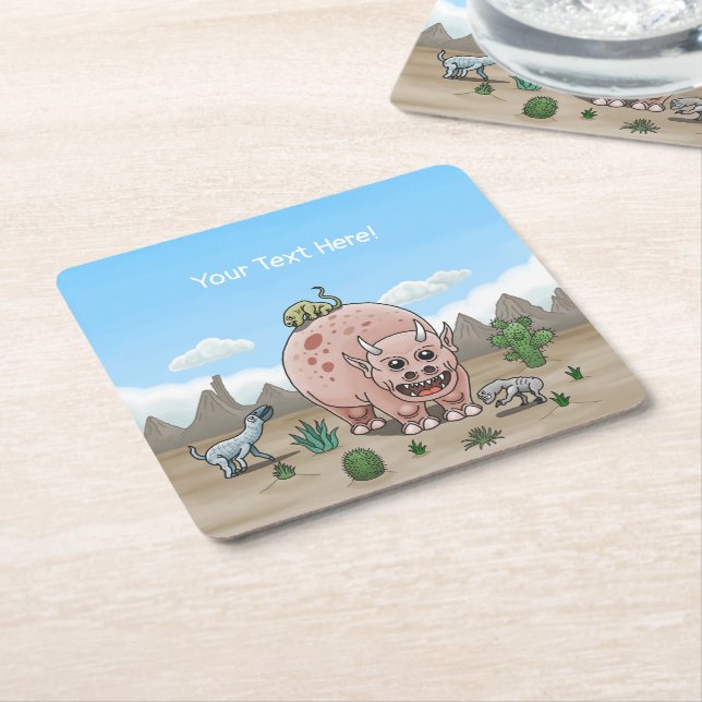 Fantasy Dinosaurier Underlägg Papper Kvadrat (Vinklad)