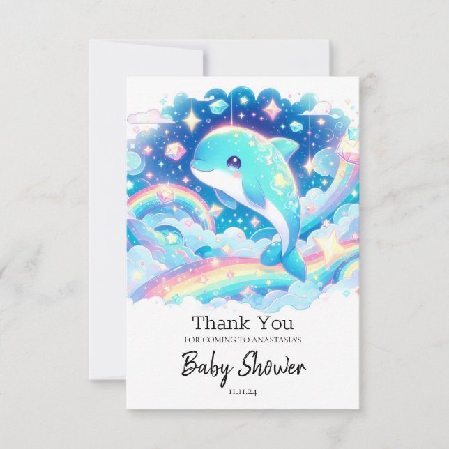 Fantasy Dolphin Baby Shower Tack Kort (Framsida)