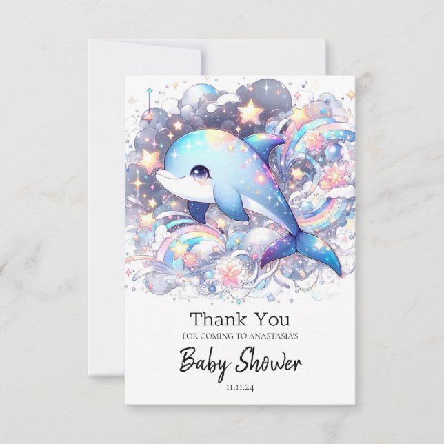 Fantasy Dolphin Baby Shower Tack Kort (Framsida)